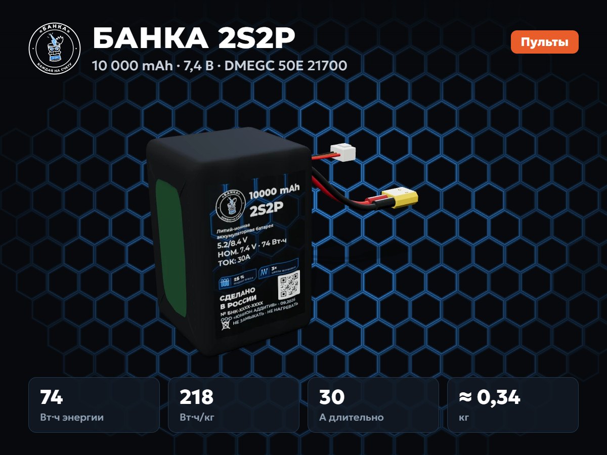 Аккумуляторная сборка БАНКА 2S2P на ячейках DMEGC 50E 21700
