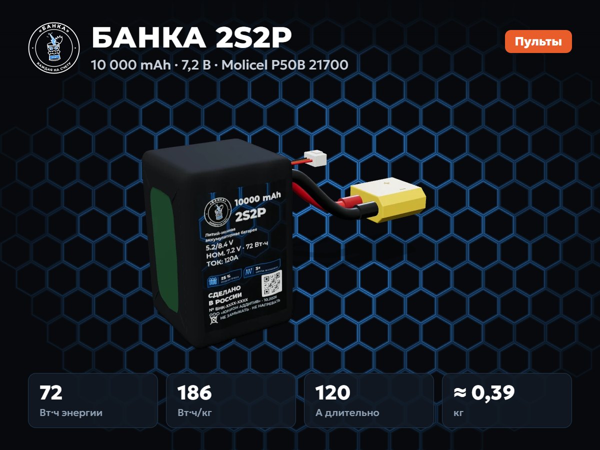 БАНКА 2S2P Molicel P50B