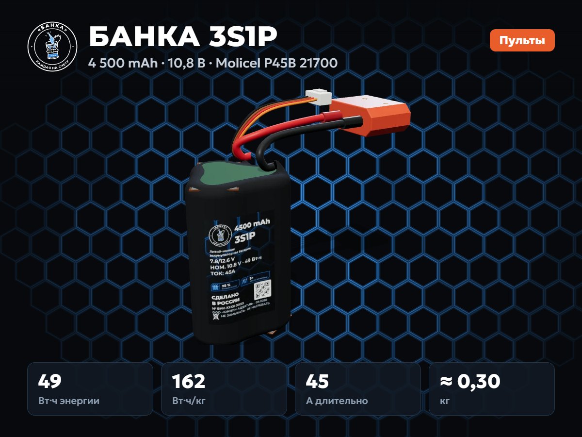 БАНКА 3S1P Molicel P45B
