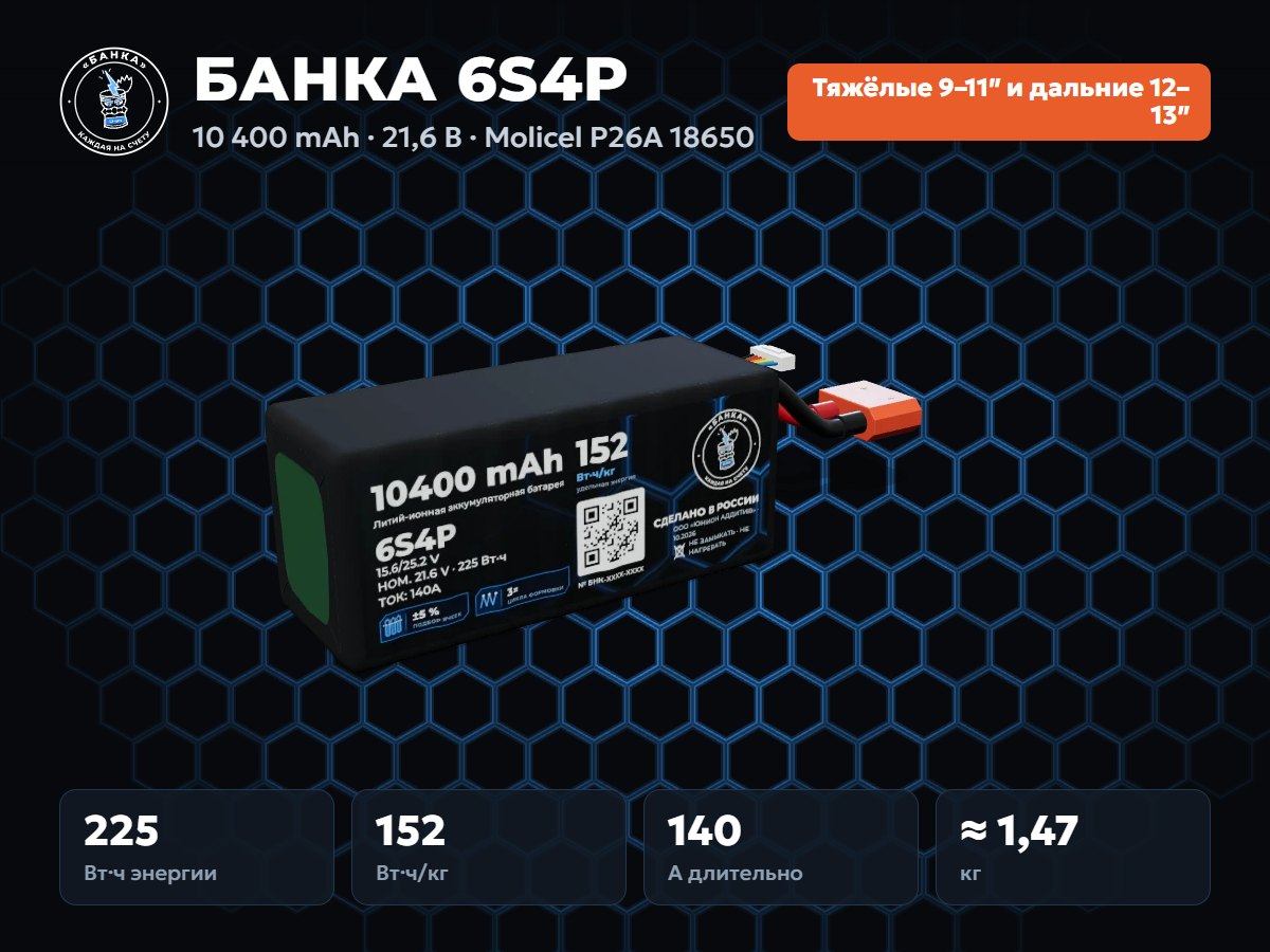 БАНКА 6S4P Molicel P26A