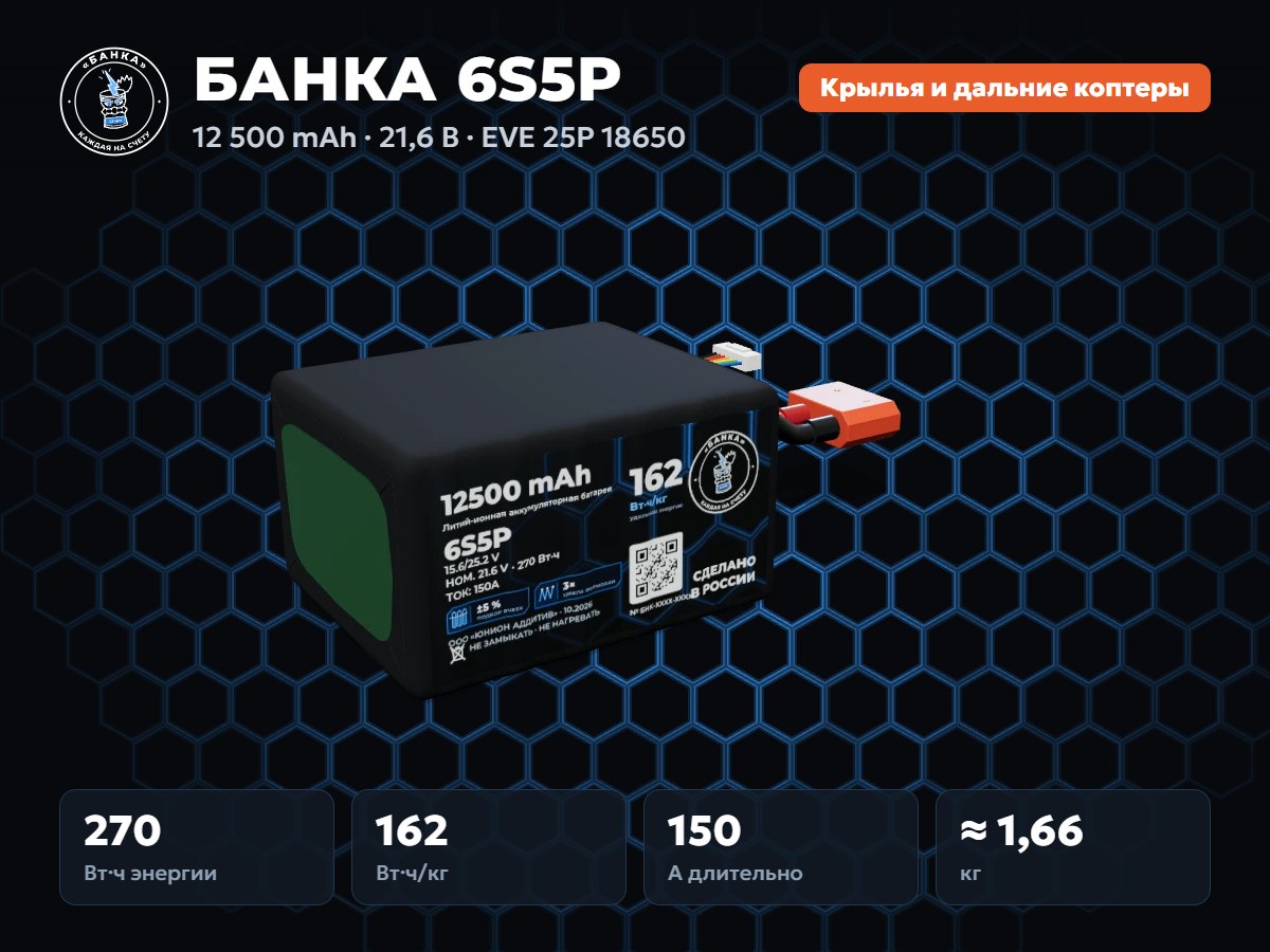 Аккумуляторная сборка БАНКА 6S5P на ячейках EVE 25P 18650