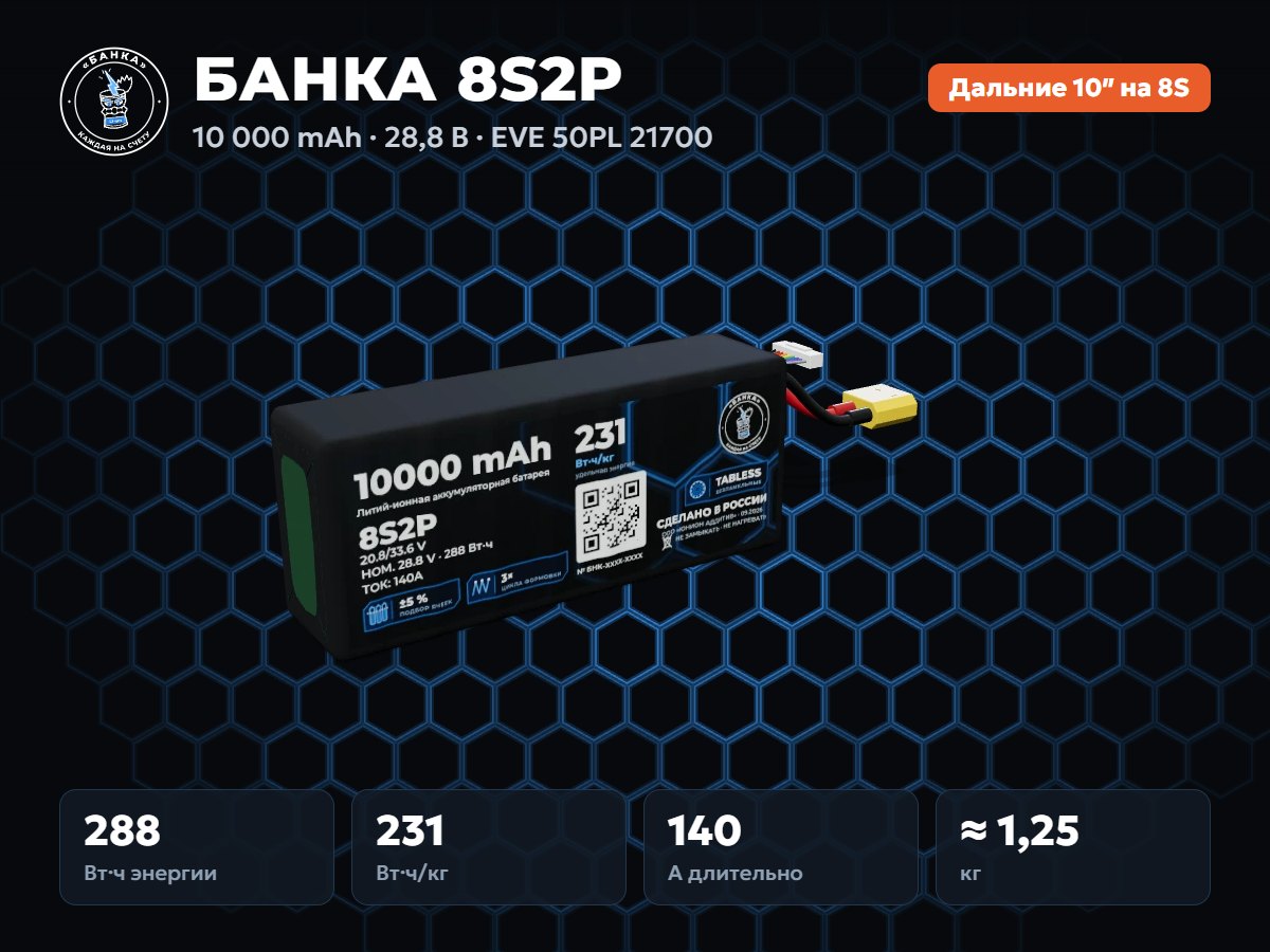Аккумуляторная сборка БАНКА 8S2P на ячейках EVE 50PL 21700