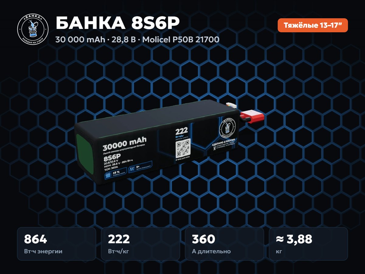 БАНКА 8S6P Molicel P50B